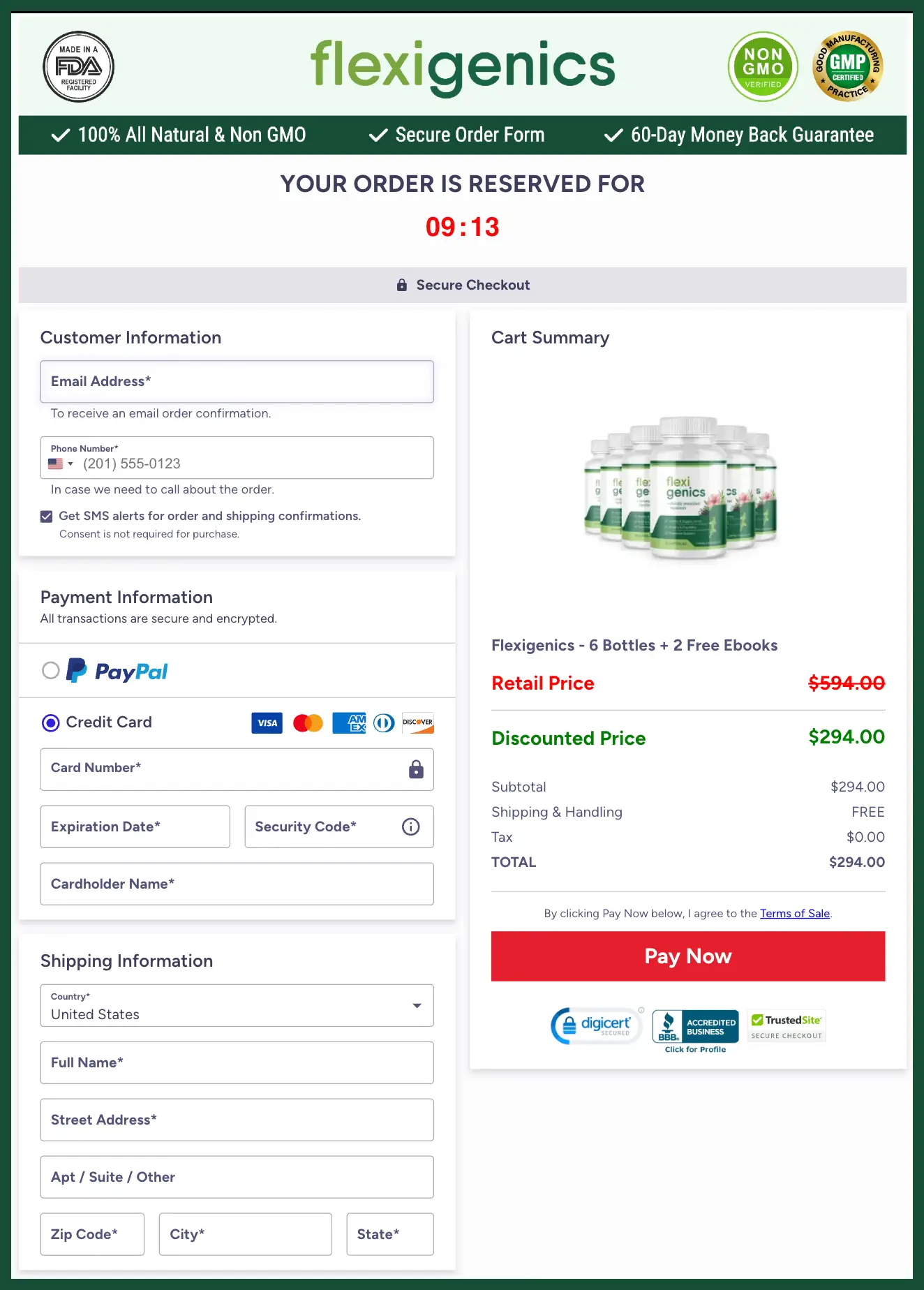 Flexigenics order-page